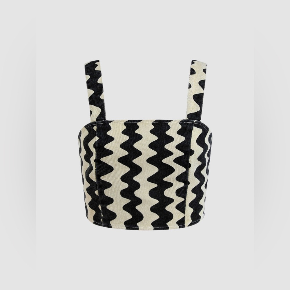 Cider Wavy Denim Crop Top